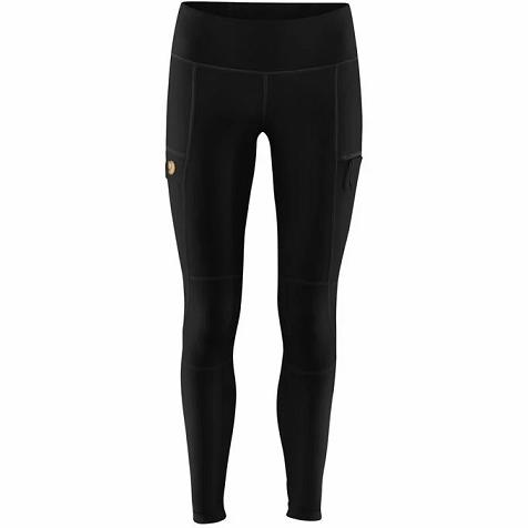 Fjallraven Women Abisko Trekking Tights Black PH363154 Philippines